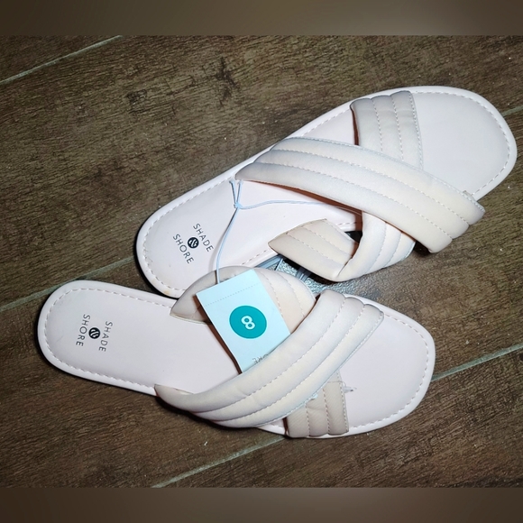 Shade & Shore Shoes - NWT VEGAN FOOTBED COMFY PADDED FABRIC UPPER SANDAL POOL SLIDE. 8